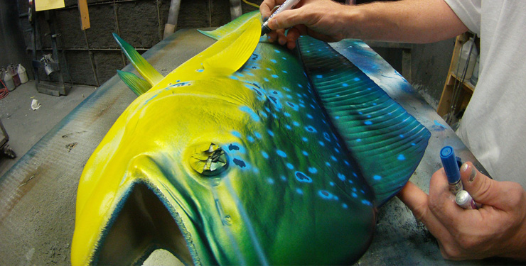 Dolphinfish replica painted at Gray Taxidermy