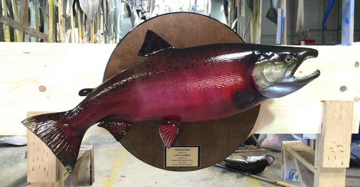 King/Chinook Salmon Fishmount on wood plaque