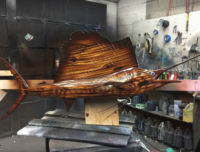 Sailfish in wood pattern