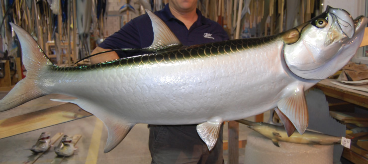 Tarpon fish mount on wood plaque